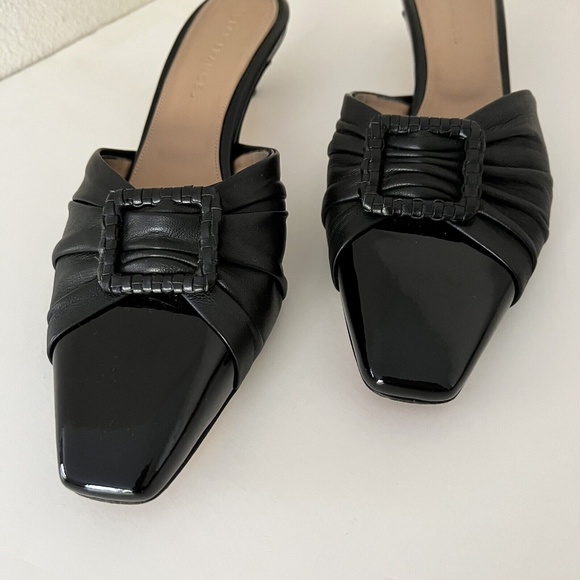 DEAR FRANCES Buckle Patent Leather Kitten Heel Mule in Black - Picture 5 of 12